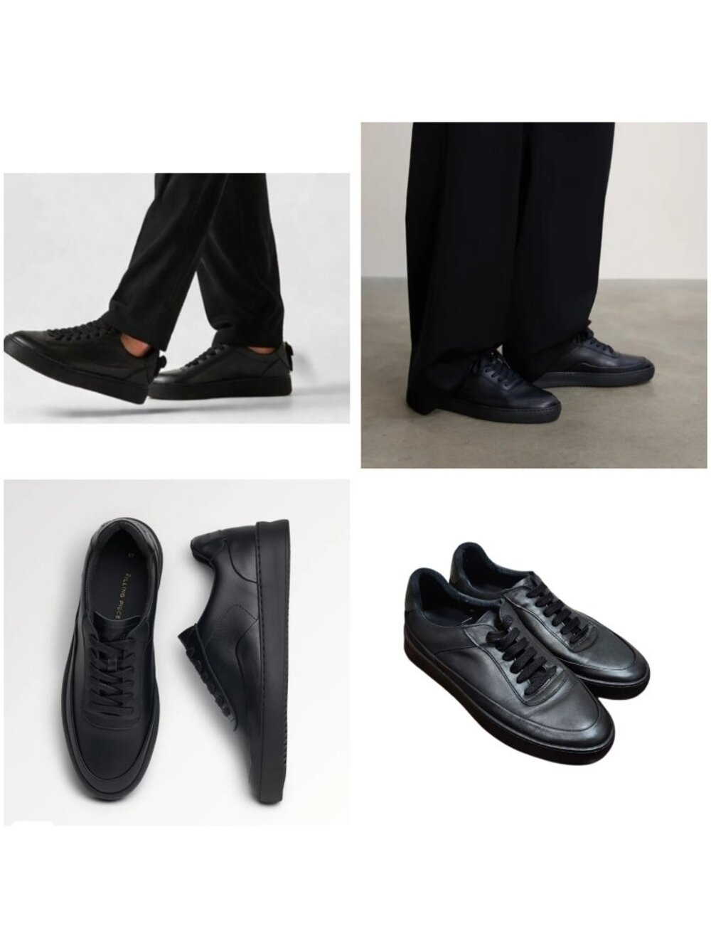 Filling Pieces Low Top Black Leather Sneakers Men EU 43 US 10 Minimal